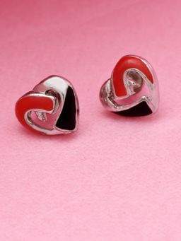 Estele - Rhodium Plated Heart Shaped Stud Earrings for Women